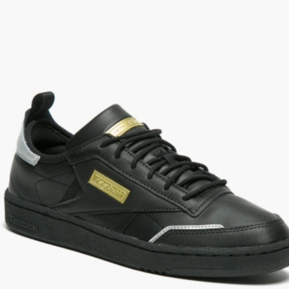 Reebok Club C Ree DUX Women’s Casual Leather Shoes Black Gold Silver Size 9